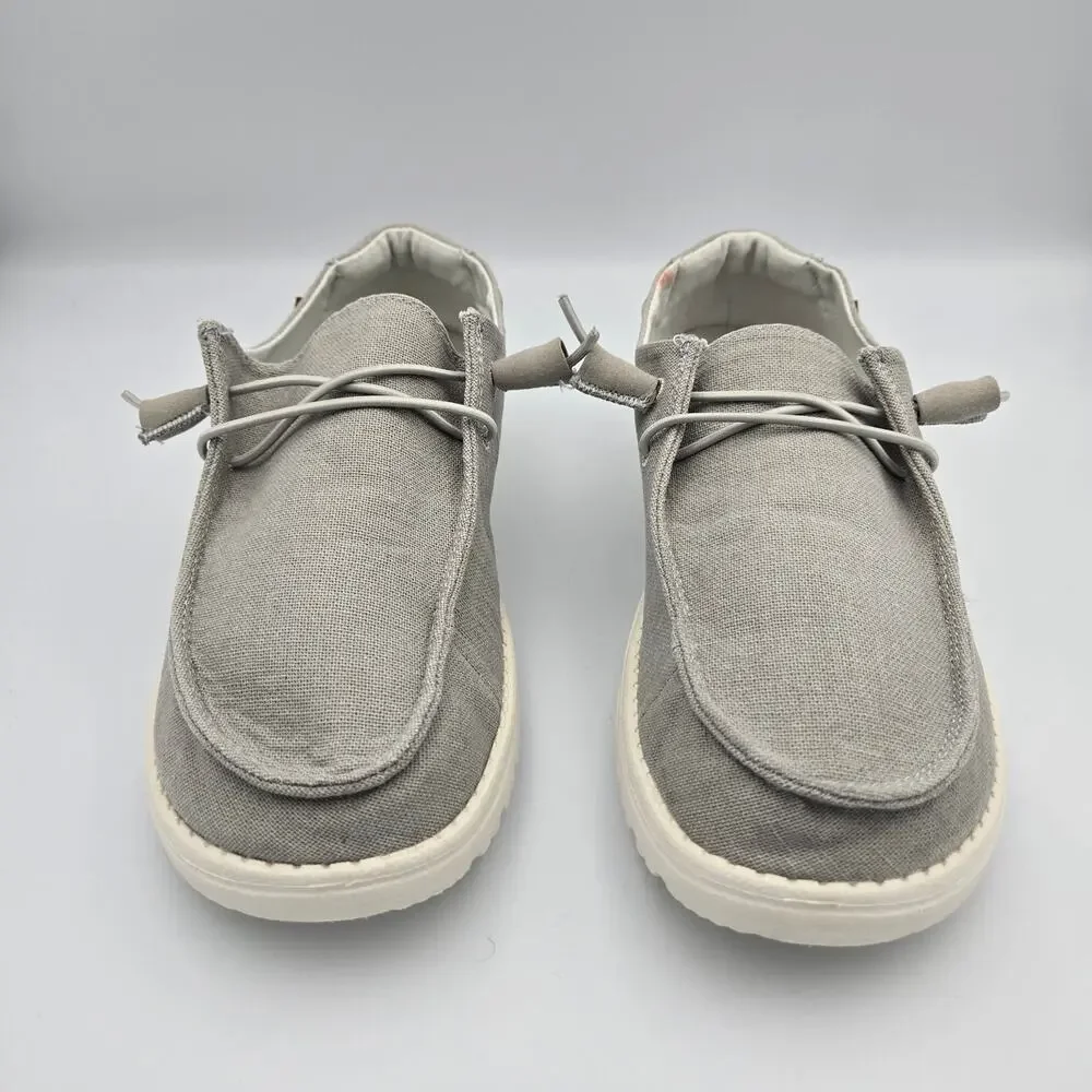 Hey Dude Wendy Chambray Light Grey Slip‑On Shoes – Women’s 8
